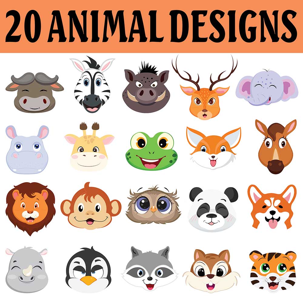Bundle 20 Cute Animal Face Design Drawings VinaFrog