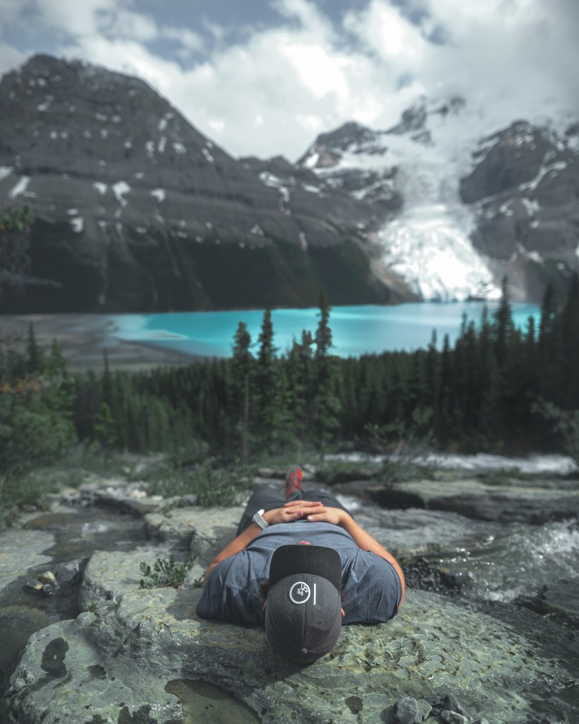 Laying at Berg Lake