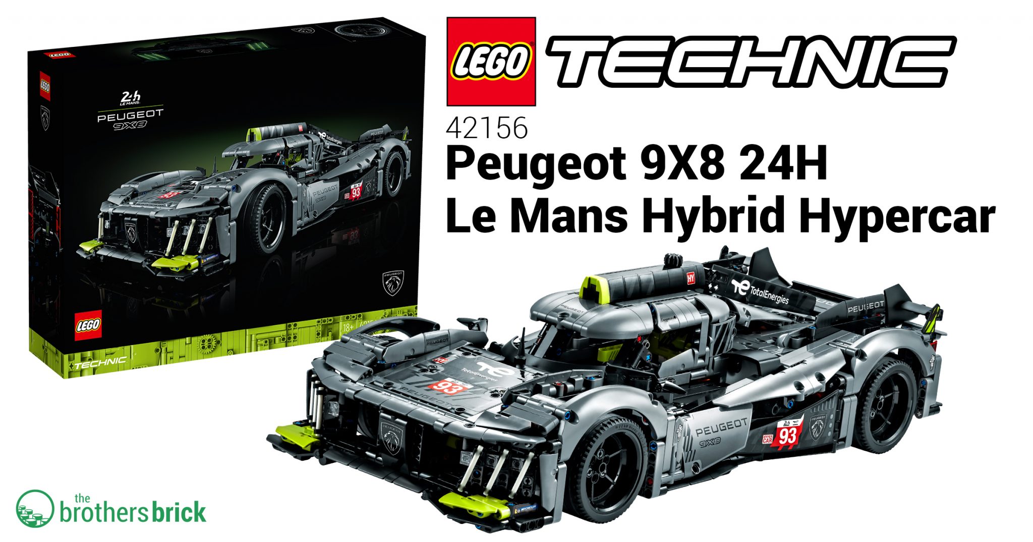 1,700piece LEGO Technic 42156 Peugeot 9X8 24H Le Mans Hybrid Hypercar