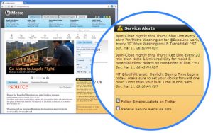 Alertas de servicio en la página de metro.net