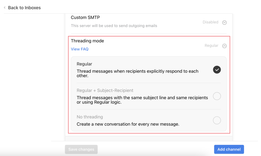 Email threading and how to change your threading mode Inbox Settings