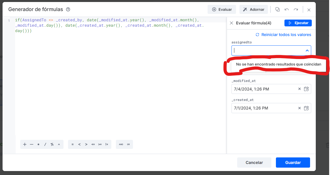 Field 'AssginTo' does not show option values, when trying to evaluate