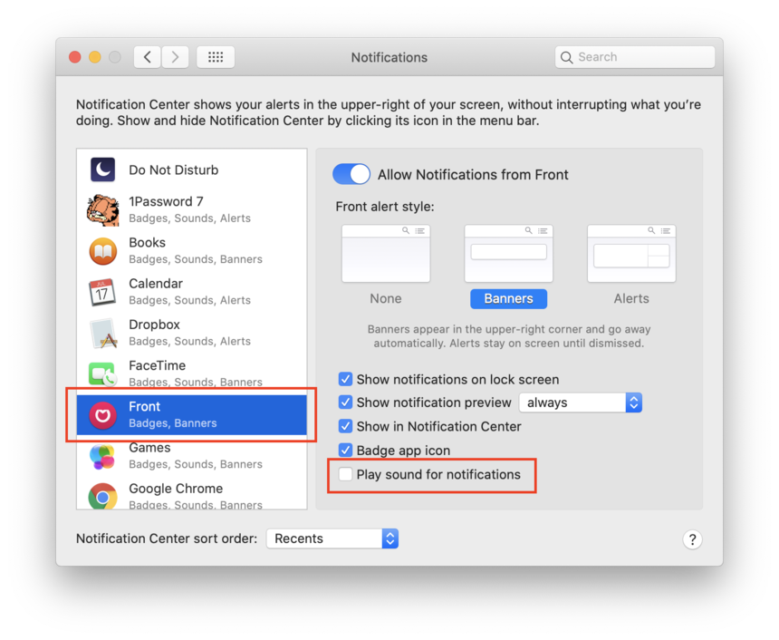 How to turn on/off sound notifications Notifications Front Help Center