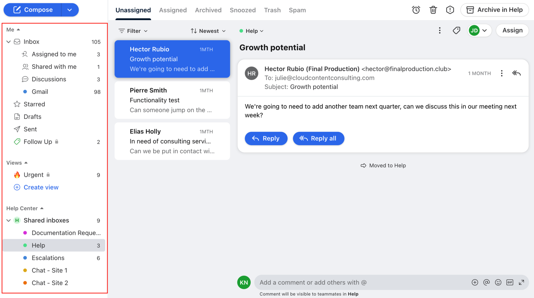 Customize your sidebar to show inboxes, tags, teammates, and more Tags & Organization Front