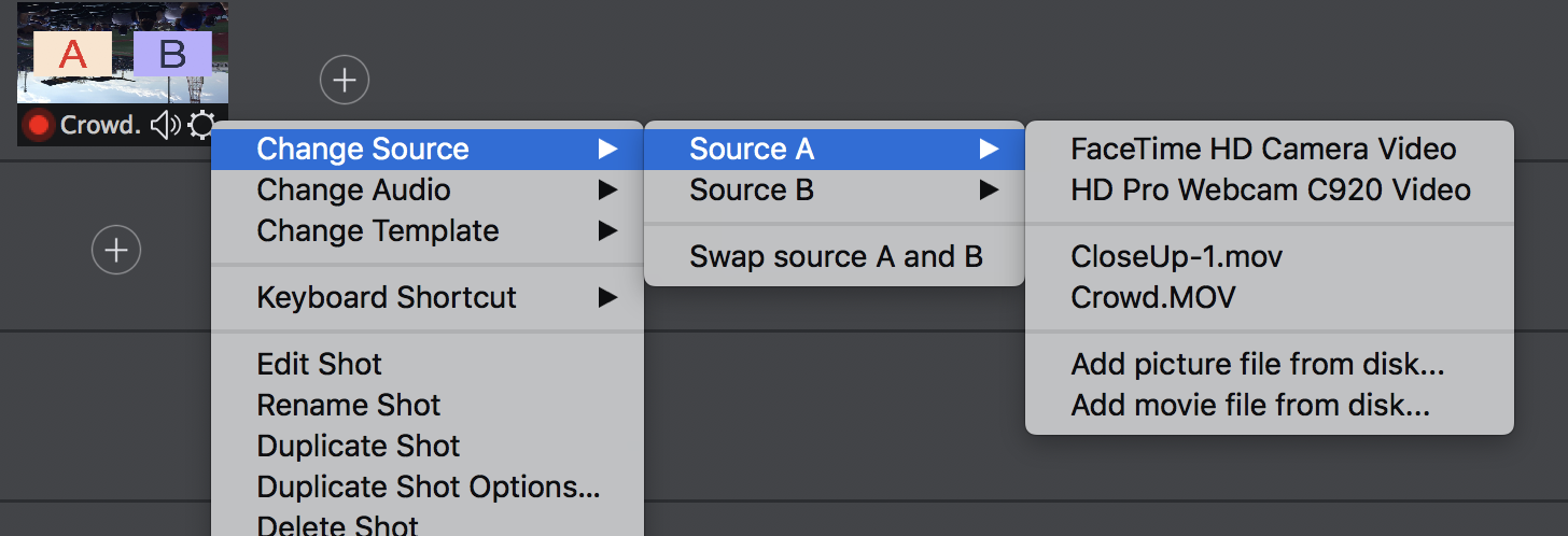 changing source in shot wirecast user interface q a telestream