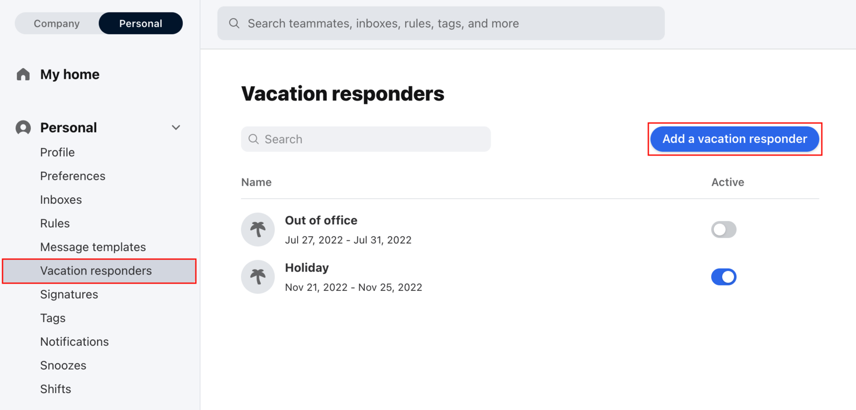 mailbird vacation responder