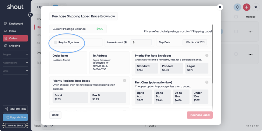 How To Require A Signature For Deliveries Shipping Shout Help Center