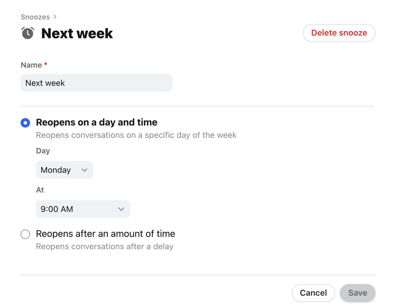 How to snooze conversations for later or followup Tags