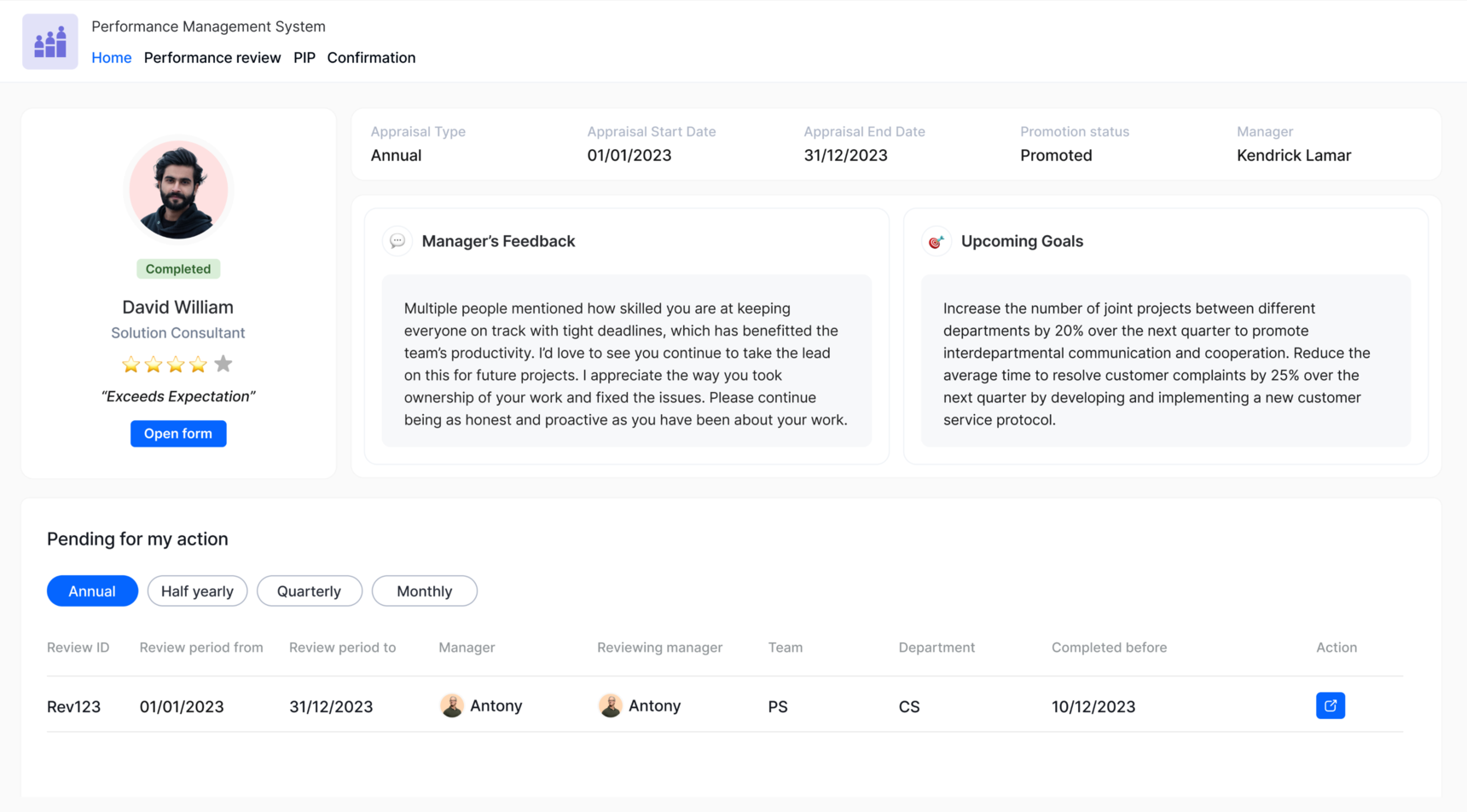 Performance Management App Screenshot 3