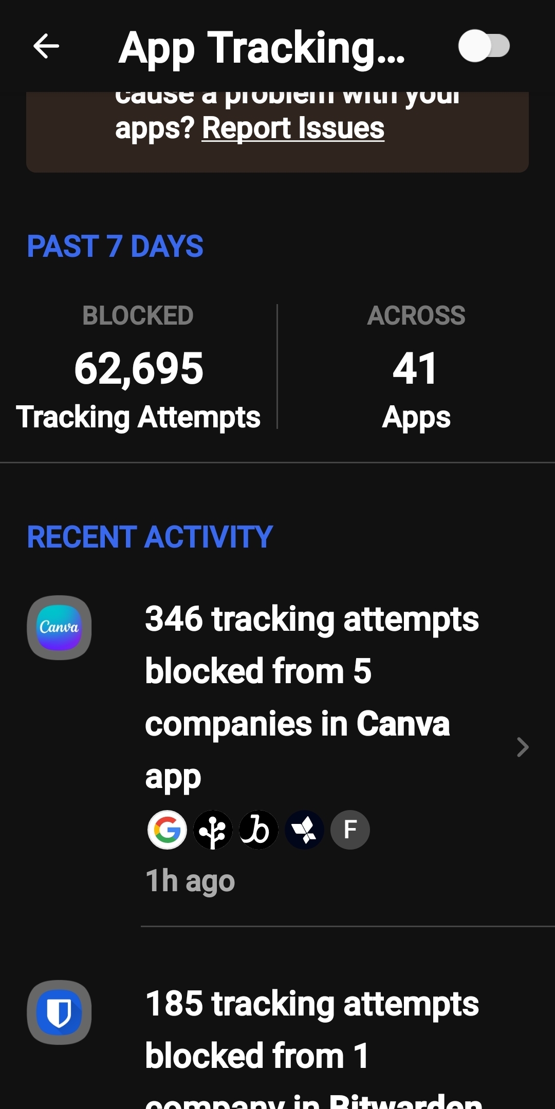 Does Next DNS block in app trackers like duckduckgo's new beta app