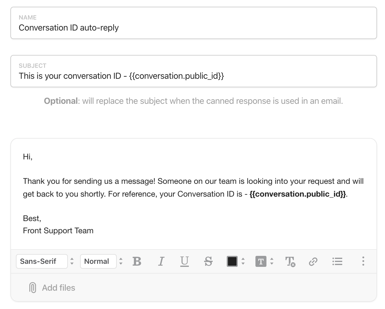 Create A Ticket Number Experience In Front Tips Front Help Center