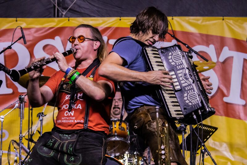 German band performing on stage at Oktoberfest