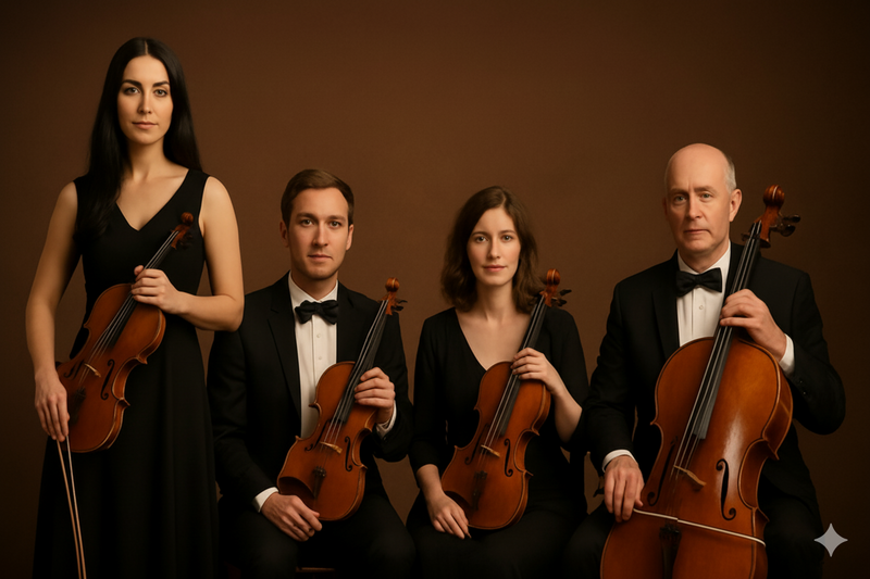 Professional string quartet performing at a formal reception
