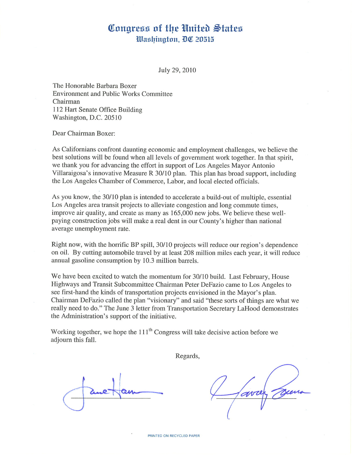 letter to government officials