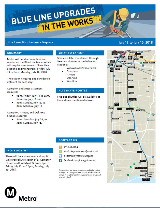 Service Advisory three Blue Line stations to close this weekend due to