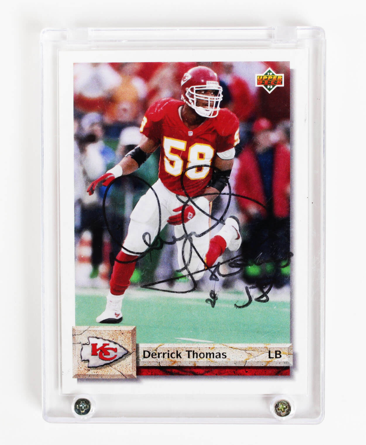 1992 Kansas City Chiefs Derrick Thomas Signed Upper Deck Card COA JSA 
