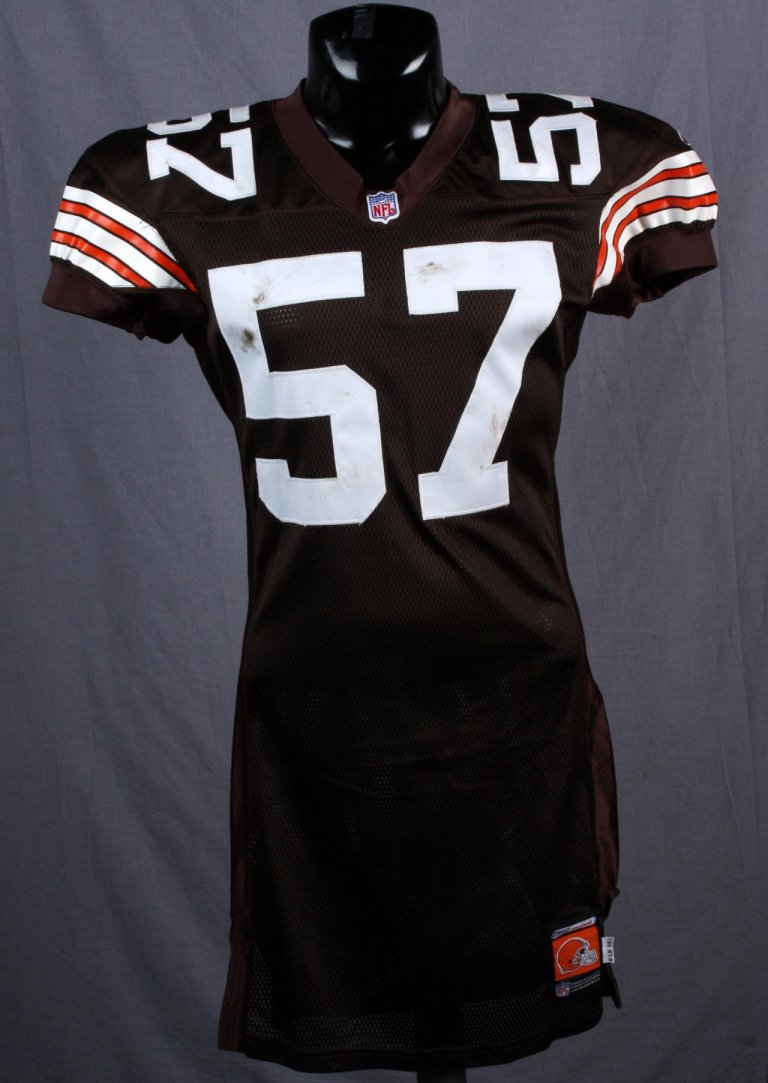 2001 Cleveland Browns Dwayne Rudd GameWorn / Used Home Jersey