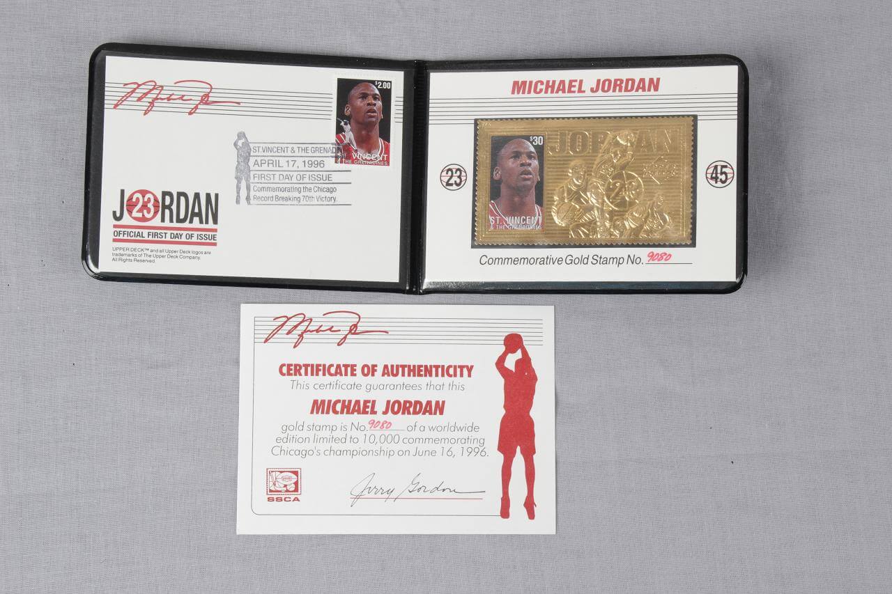 Michael Jordan Commemorative Gold Stamp Card Number 9080 Memorabilia