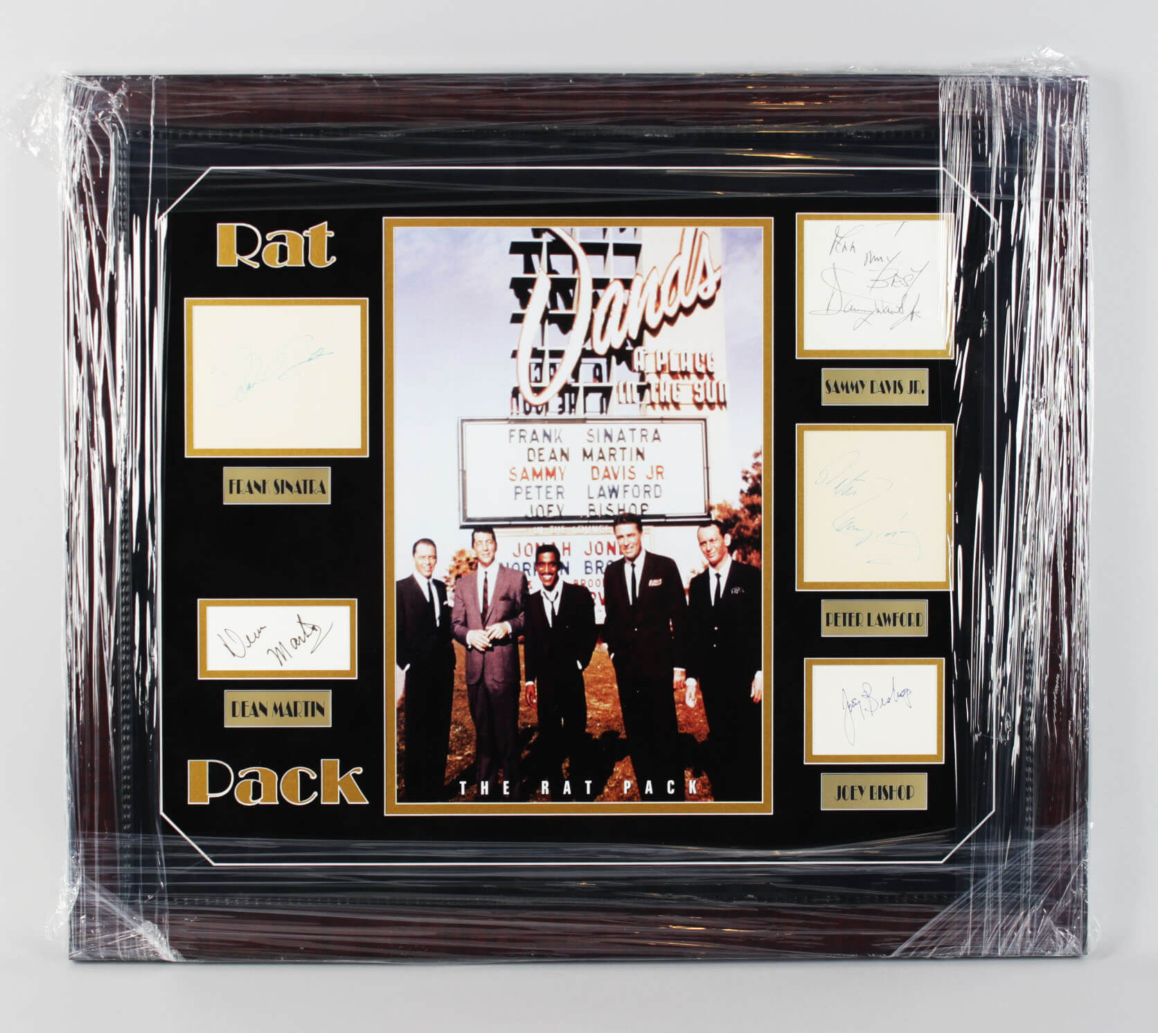Rat Pack Signed Cuts 25×29 Photo Display Frank Sinatra etc. COA JSA