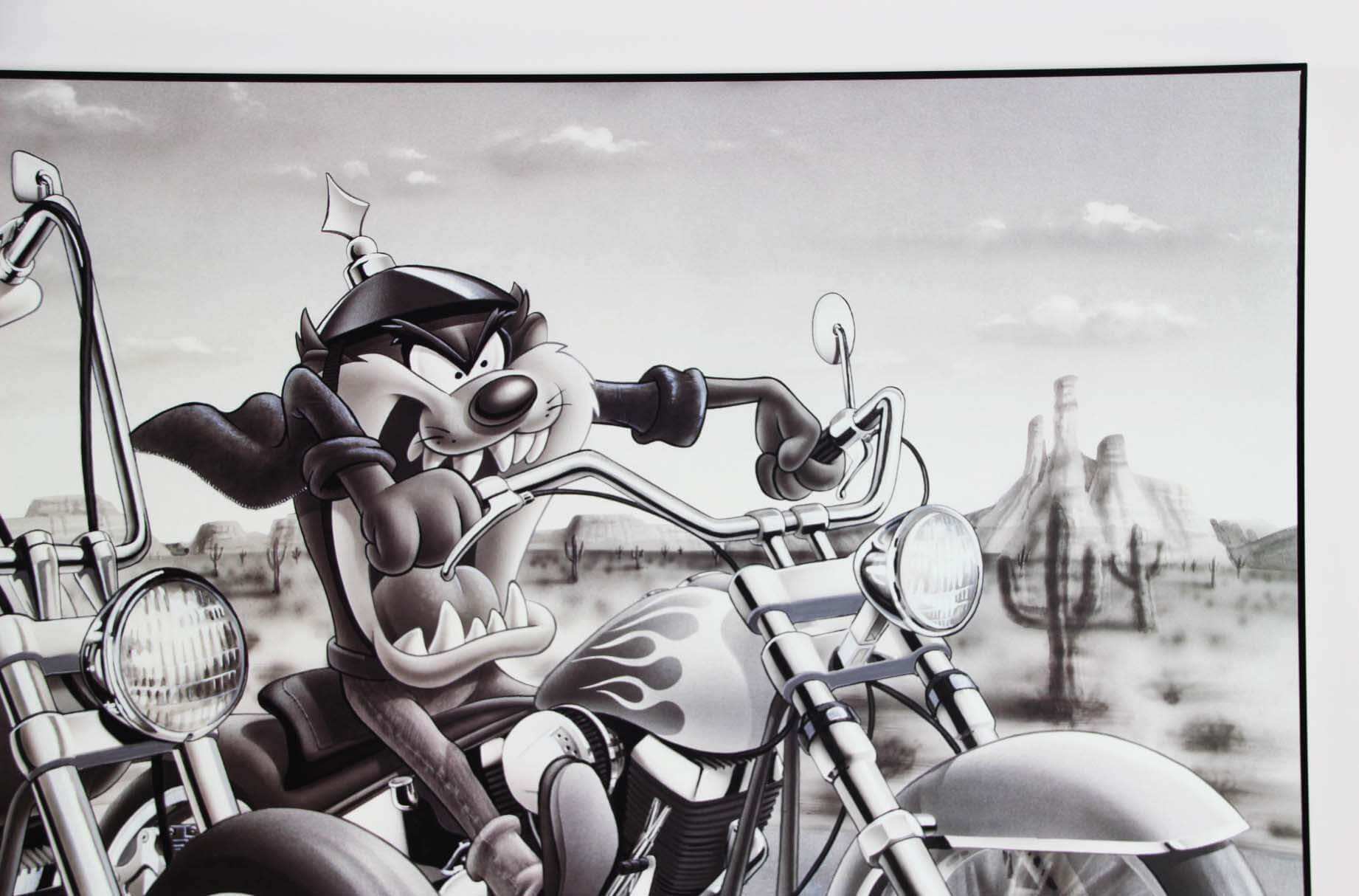 Looney Tunes Bugs Bunny & The Tasmanian Devil Motorcycle 22 x 34.75