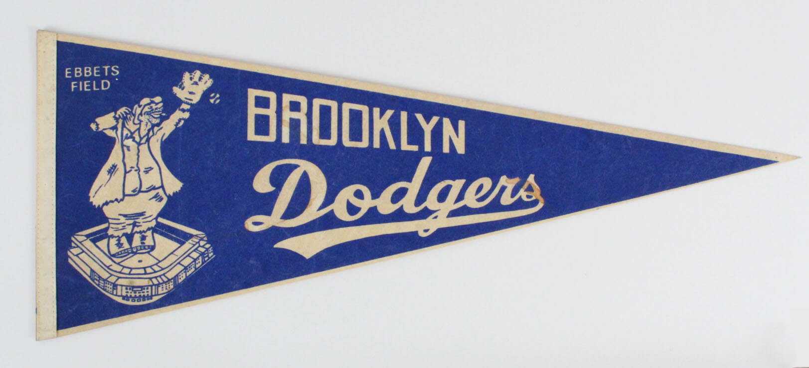1950's Vintage Brooklyn Dodgers Ebbets Field Bum Pennant Memorabilia