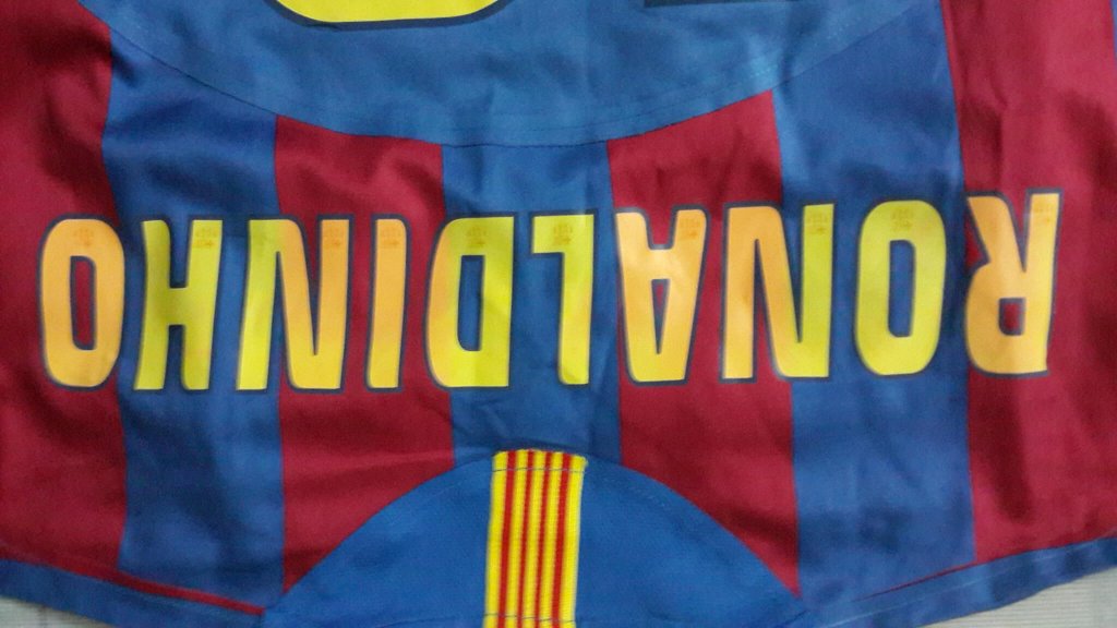 A Ronaldinho Game-Used #10 FC Barcelona Home Shirt UEFA ...