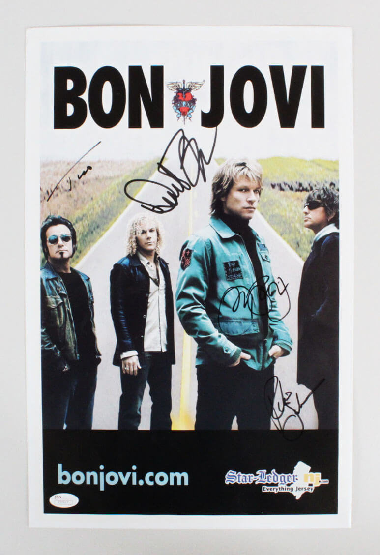 Bon Jovi Signed Poster 11×17 (4) COA JSA Memorabilia Expert