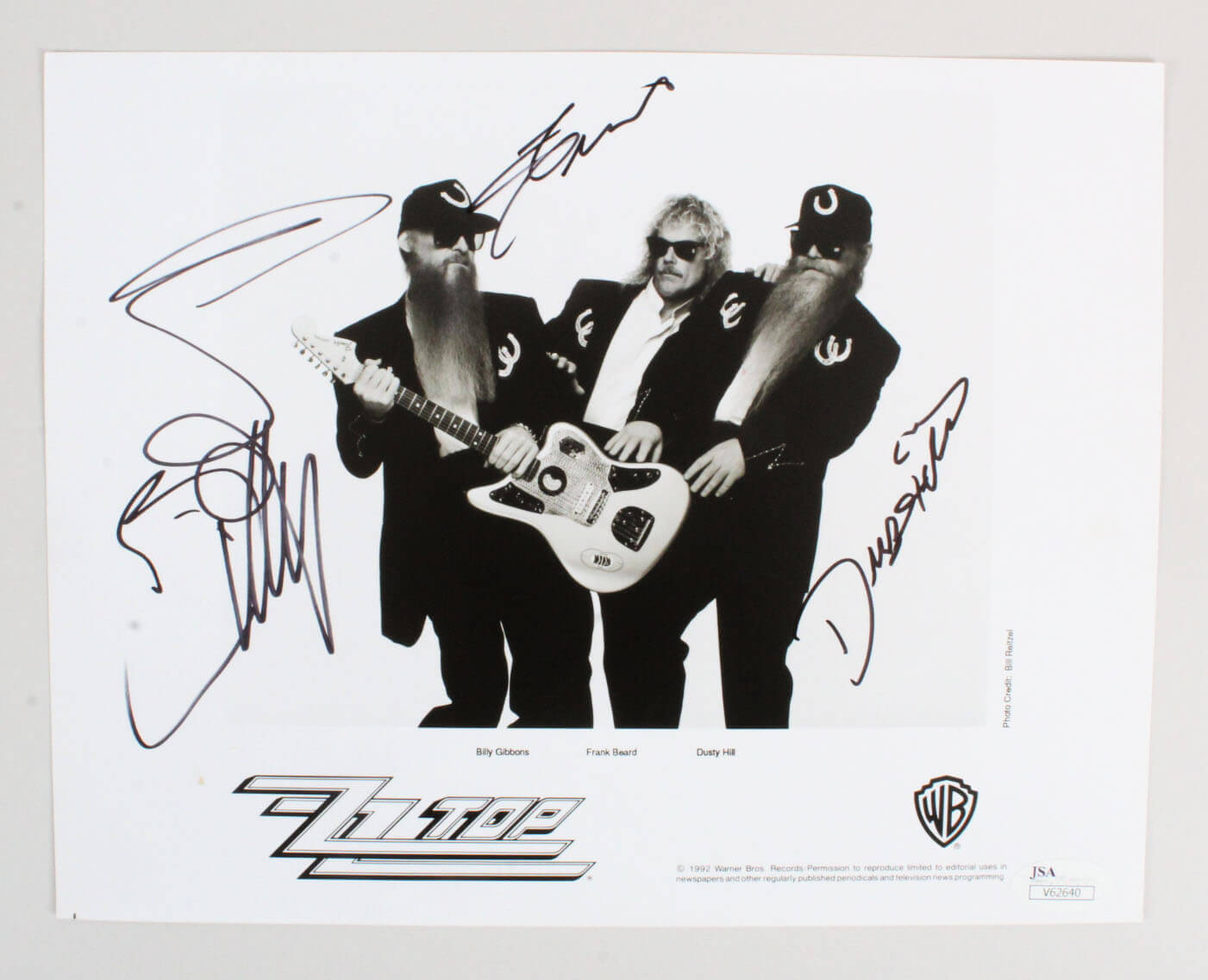 ZZ Top Signed Photo COA JSA Memorabilia Expert