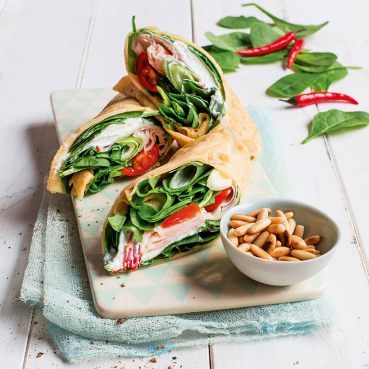 Prepara una deliciosa wrap de queso con espinaca