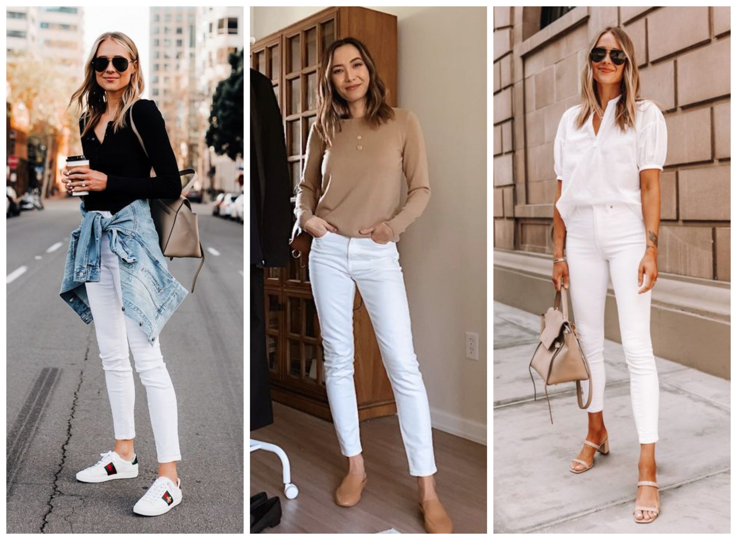 Cómo combinar los jeans blancos?