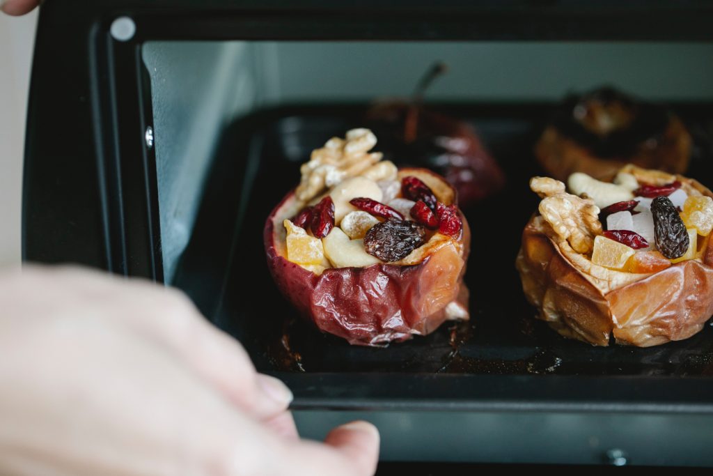 Los anillos de manzana gratinados con queso de cabra