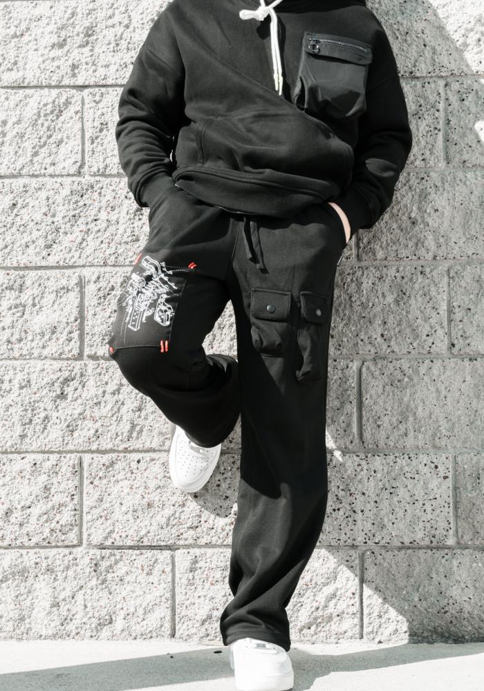 Konus Men/'s French Terry Sweatpants with Zipper Pockets Navy