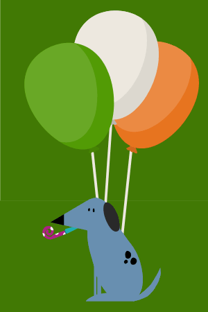 Dog Blowing Streamer ecard
