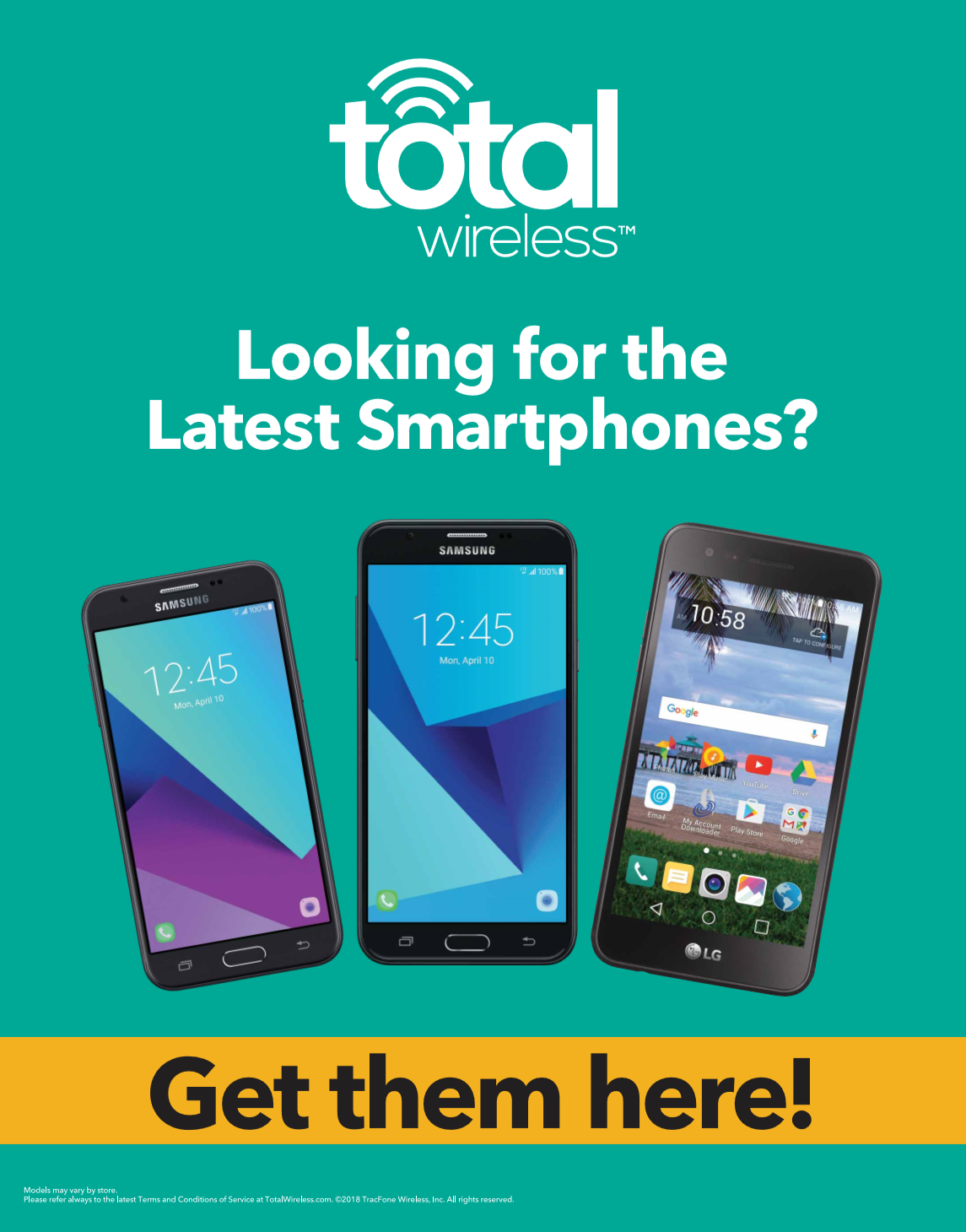 TOTAL WIRELESS SMART PHONES POSTER
