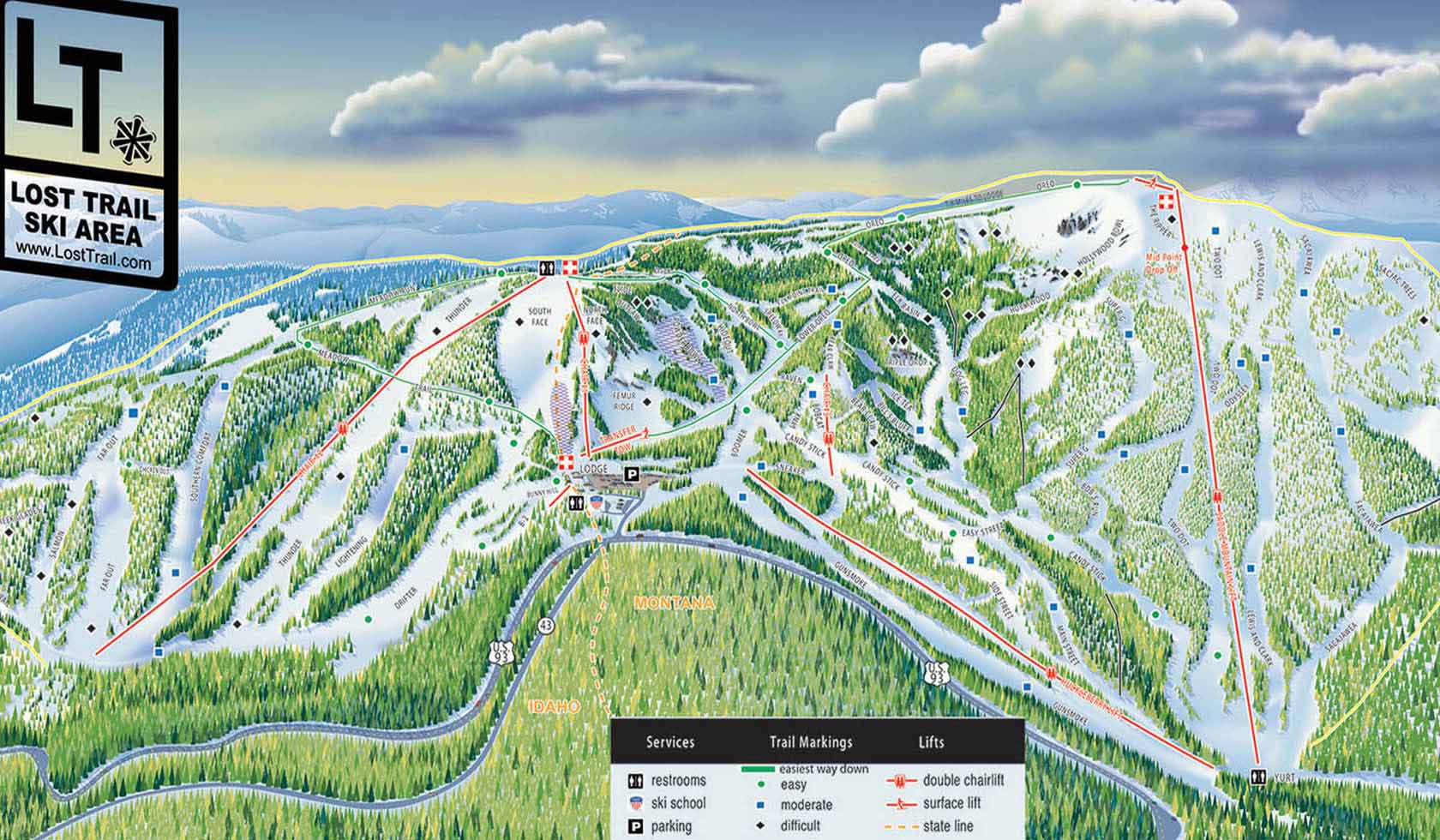 Lost Trail Powder Mountain SkiMap.org Lost Trail Powder Mountain Trail Map ...