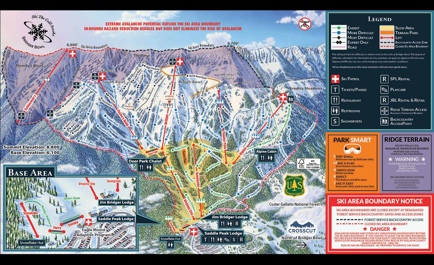 Bridger Bowl Trail Map Bridger Bowl Ski Area