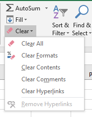 Clearing cell formatting