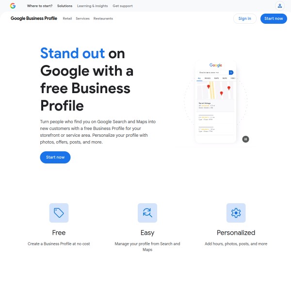 Google Business Profile homepage screenshot
