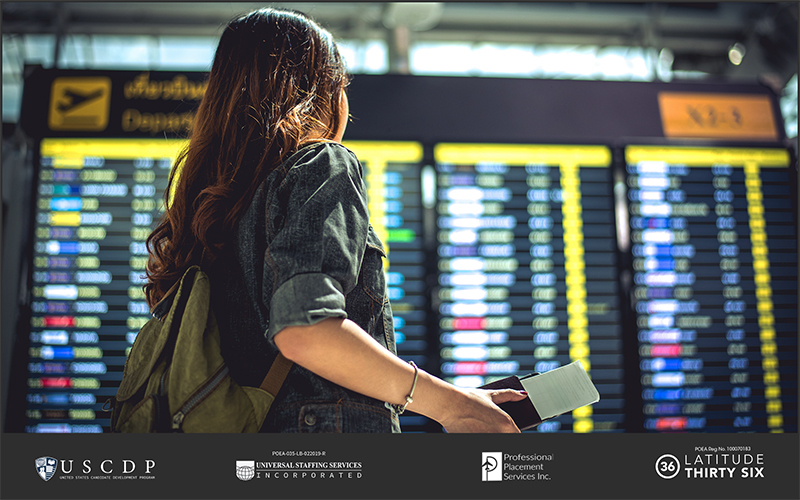 a person in the departure area of the airport