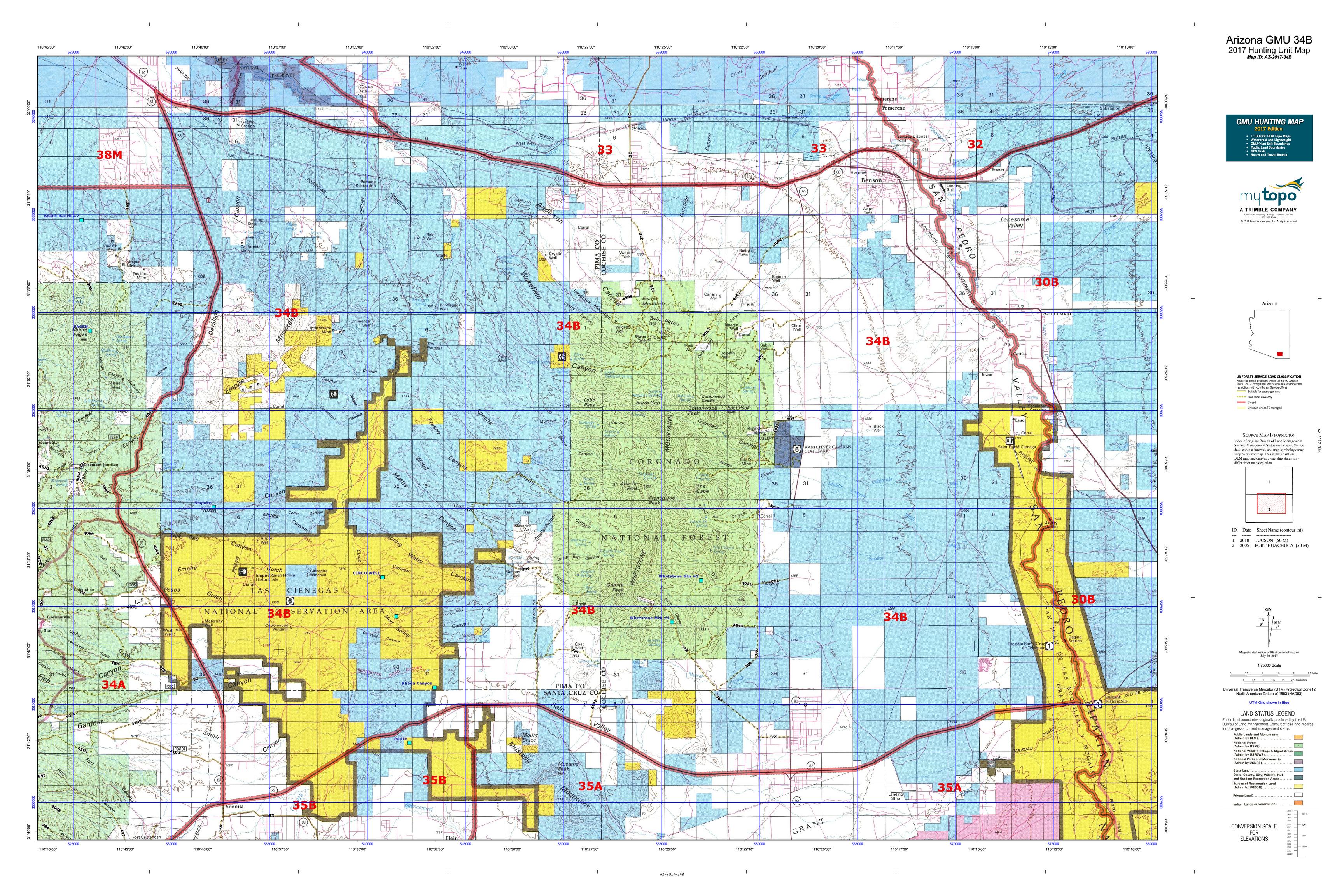 Arizona GMU 34B Map | MyTopo