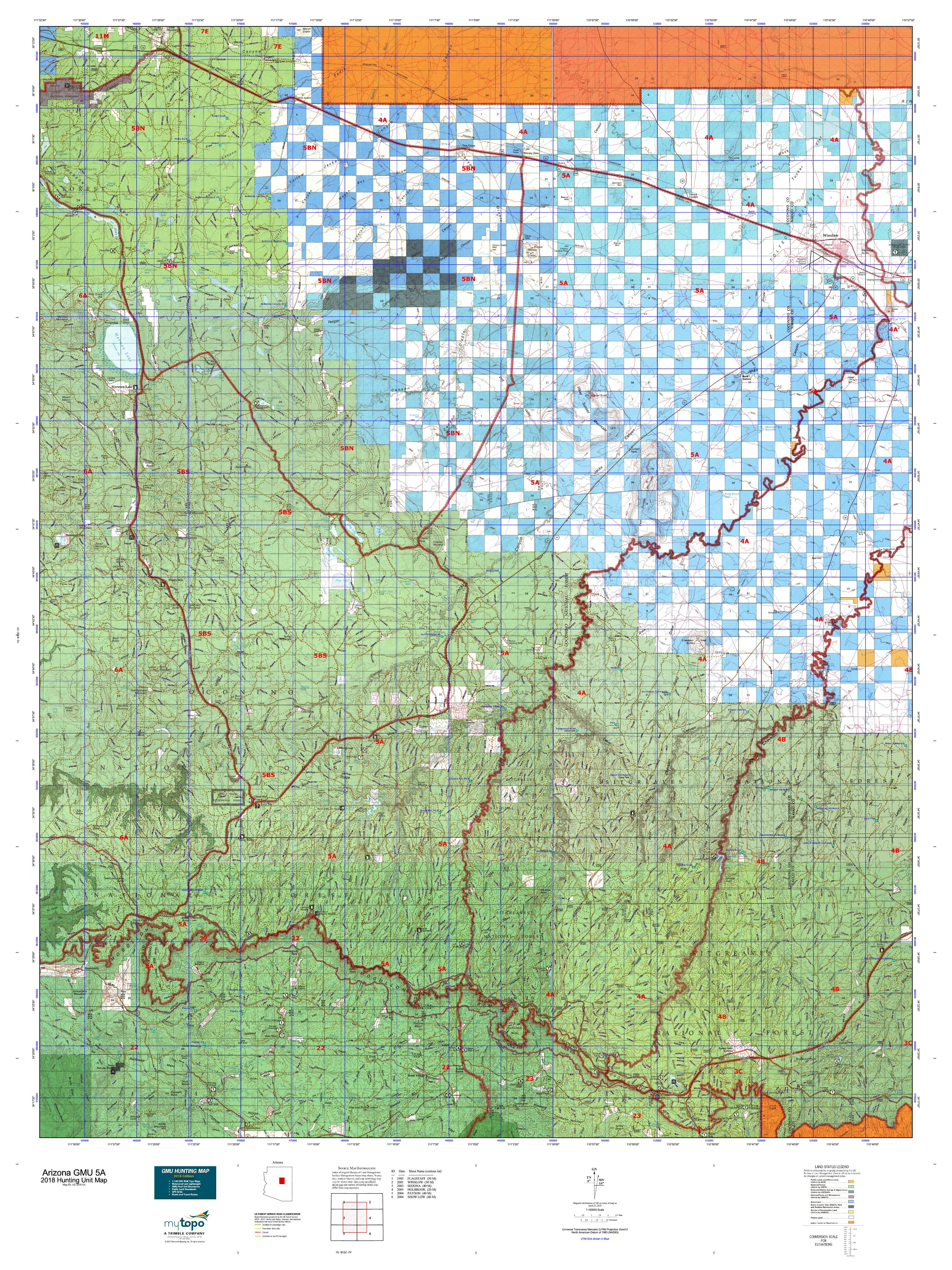 Arizona GMU 5A Map | MyTopo
