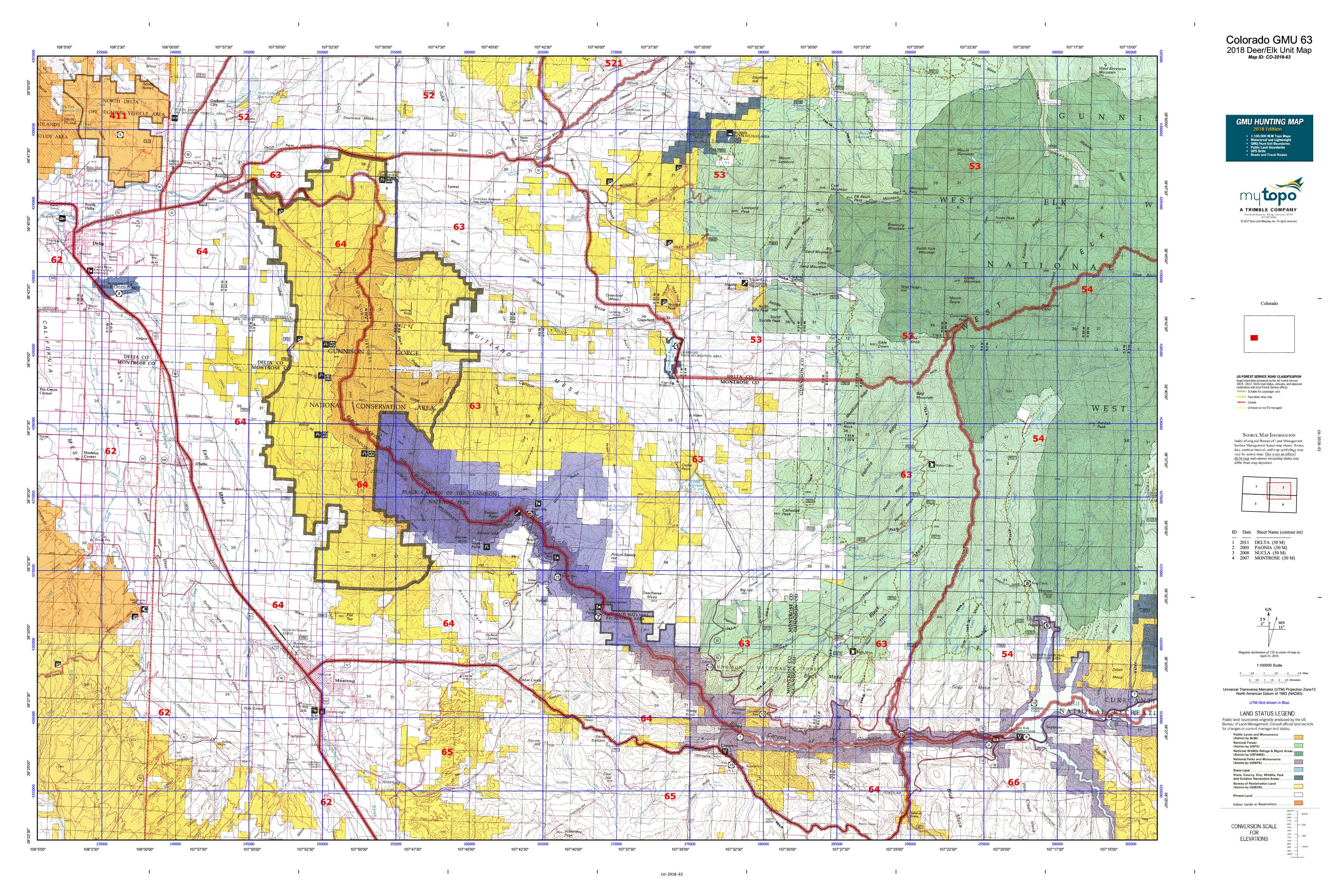 Colorado GMU 63 Map MyTopo