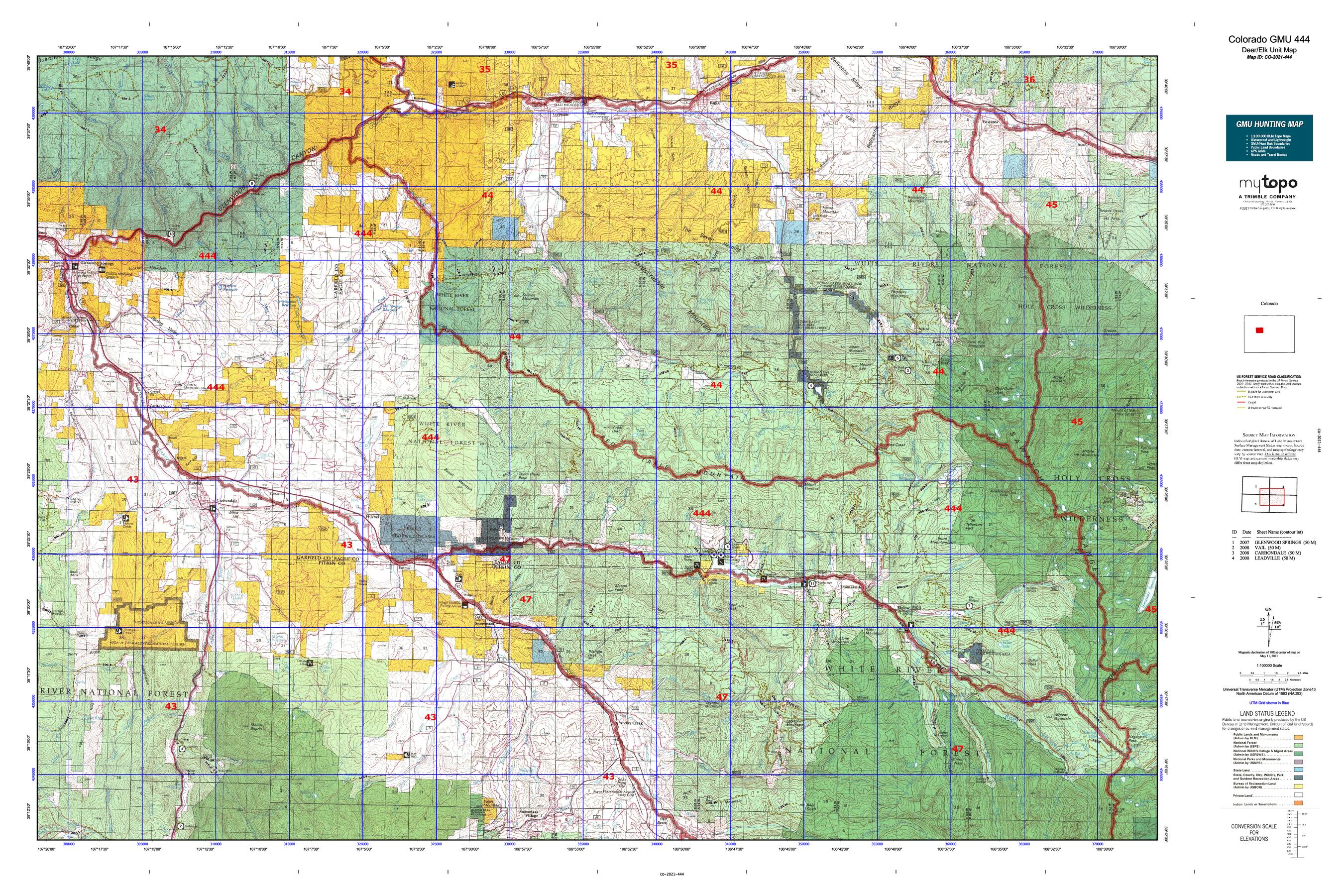Colorado GMU 444 Map MyTopo