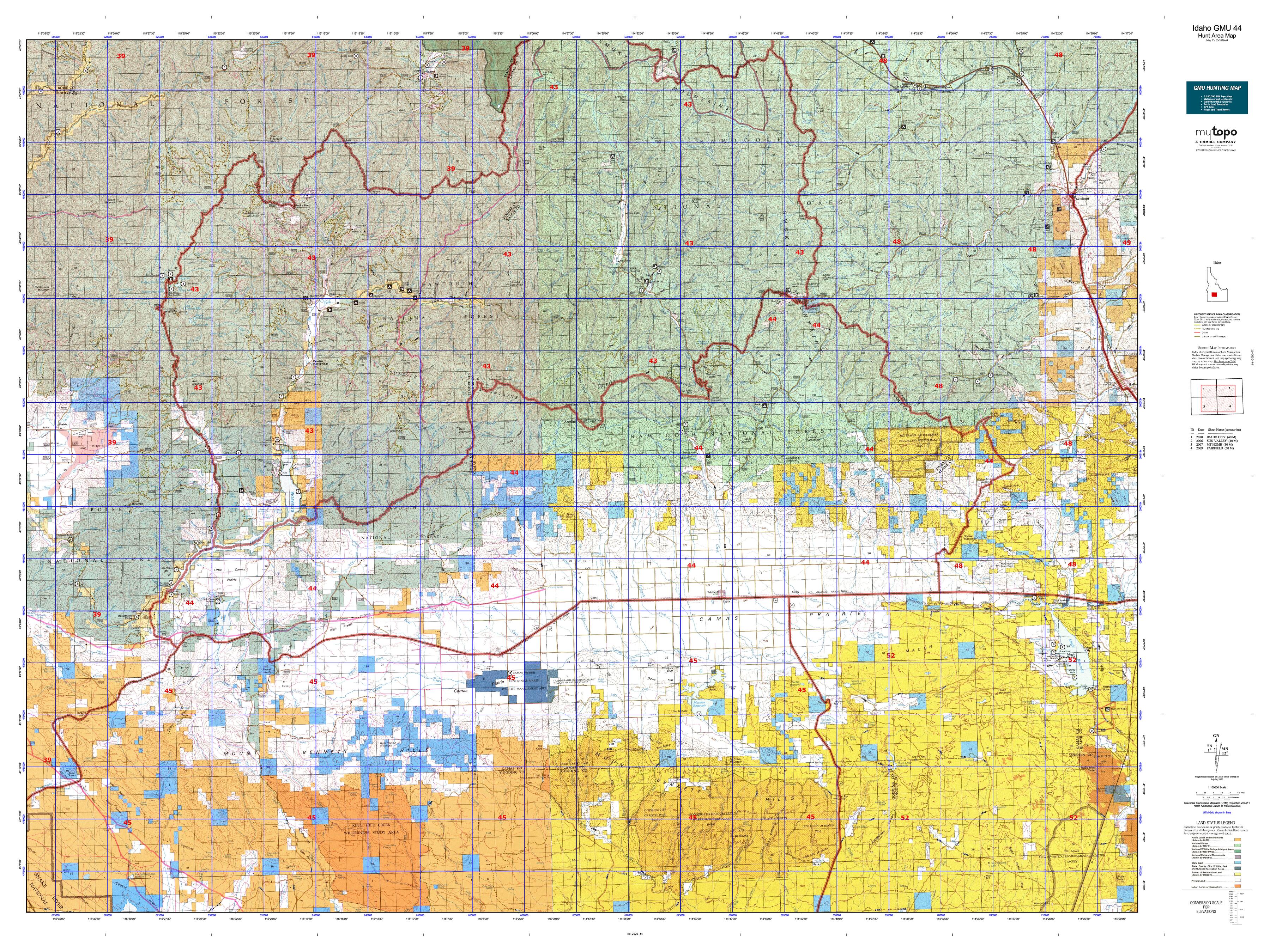 Idaho GMU 44 Map MyTopo