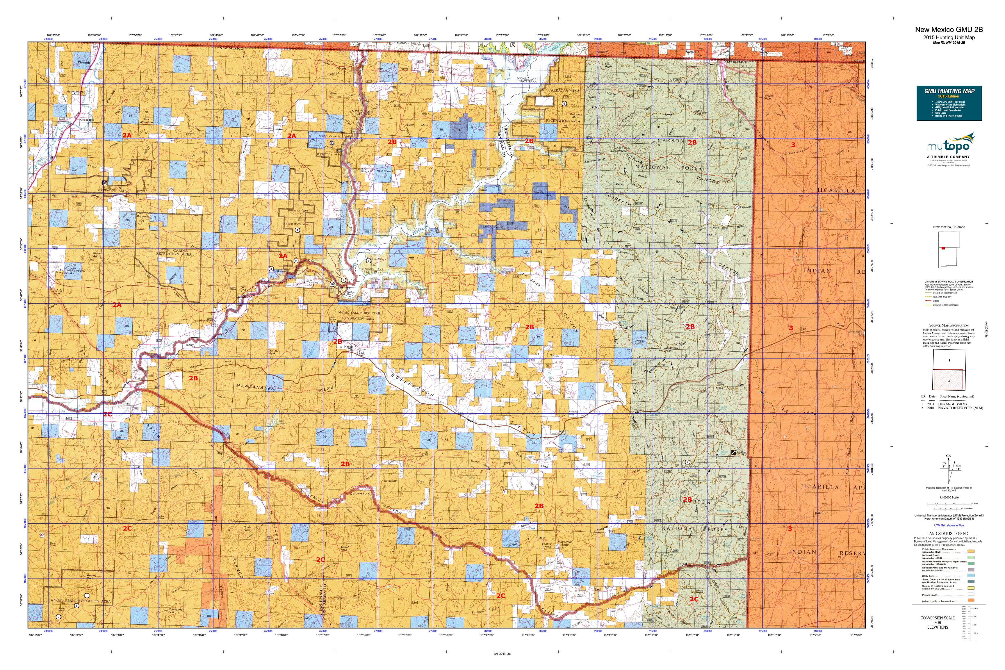 New Mexico GMU 2B Map MyTopo - NM 2015 2B 