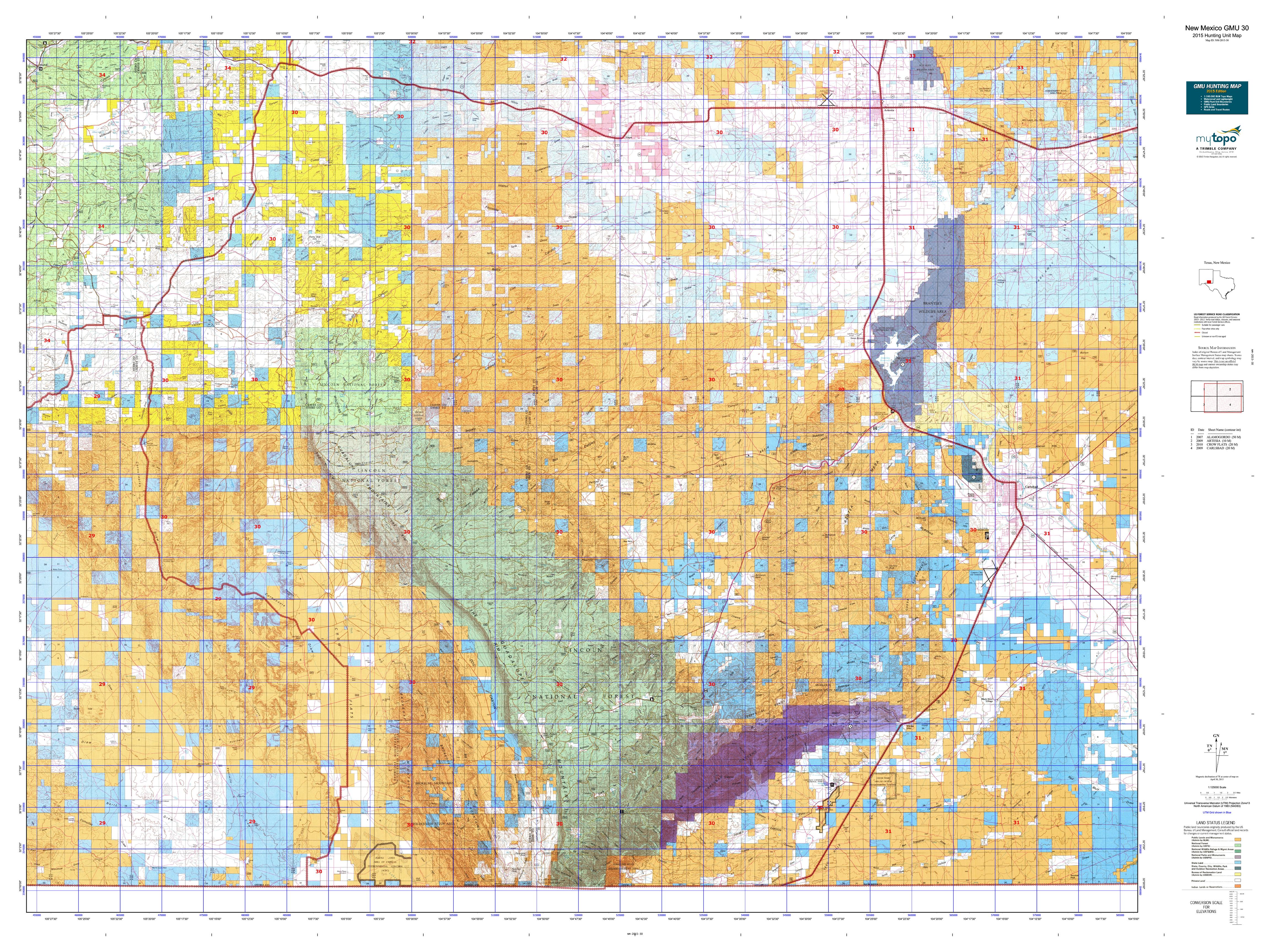 New Mexico GMU 30 Map MyTopo