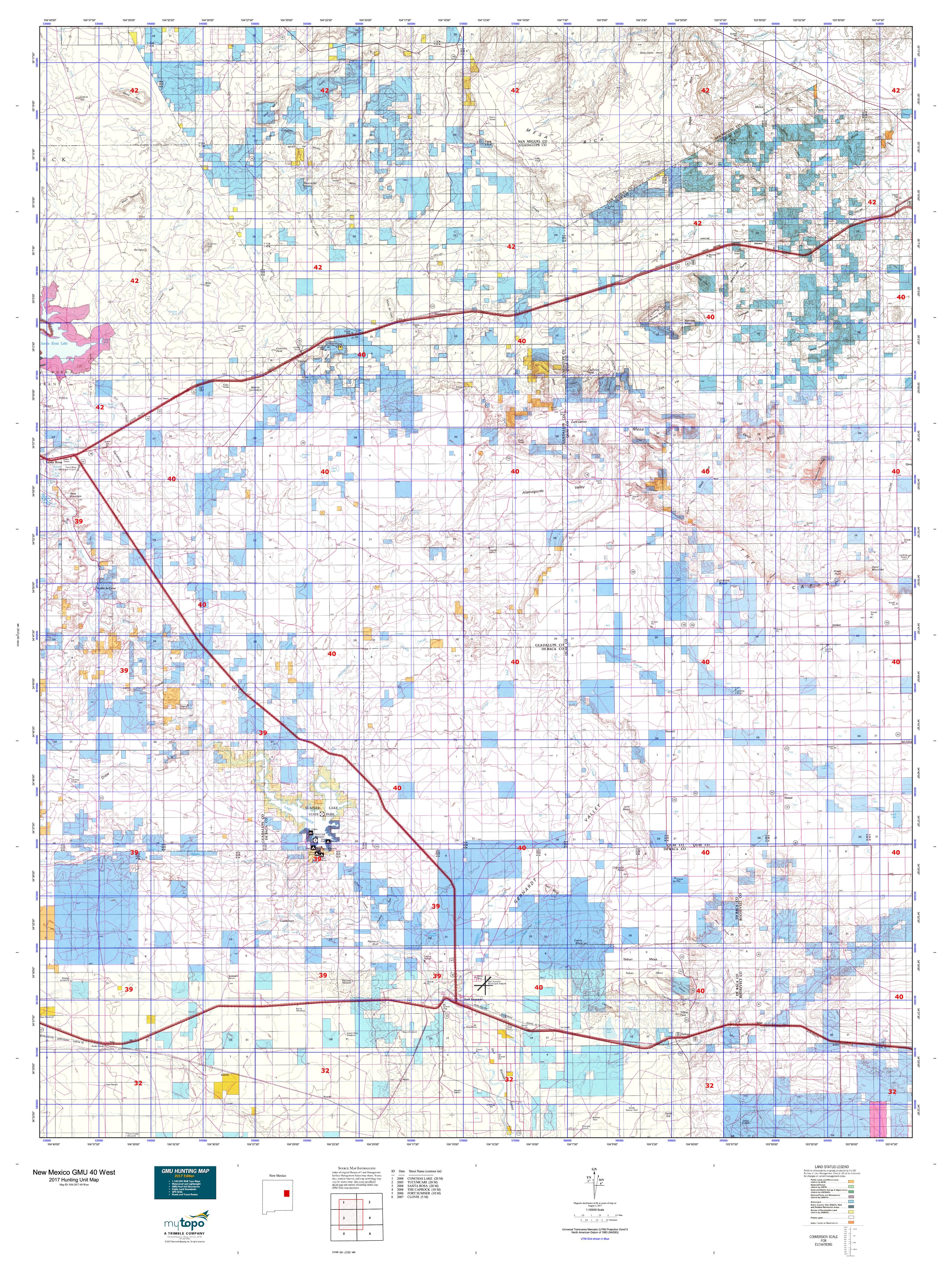New Mexico GMU 40 East Map MyTopo
