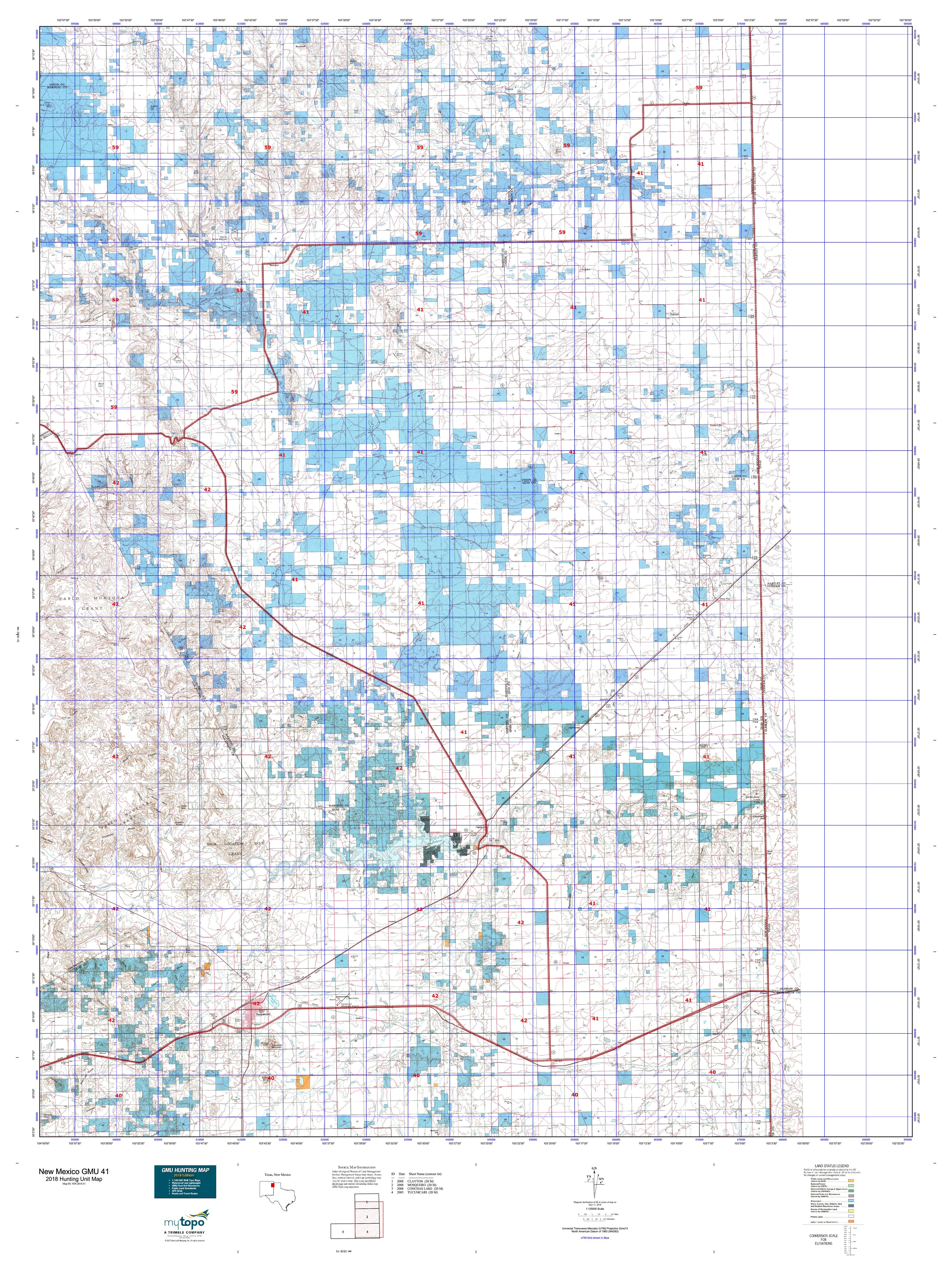 New Mexico GMU 41 Map MyTopo