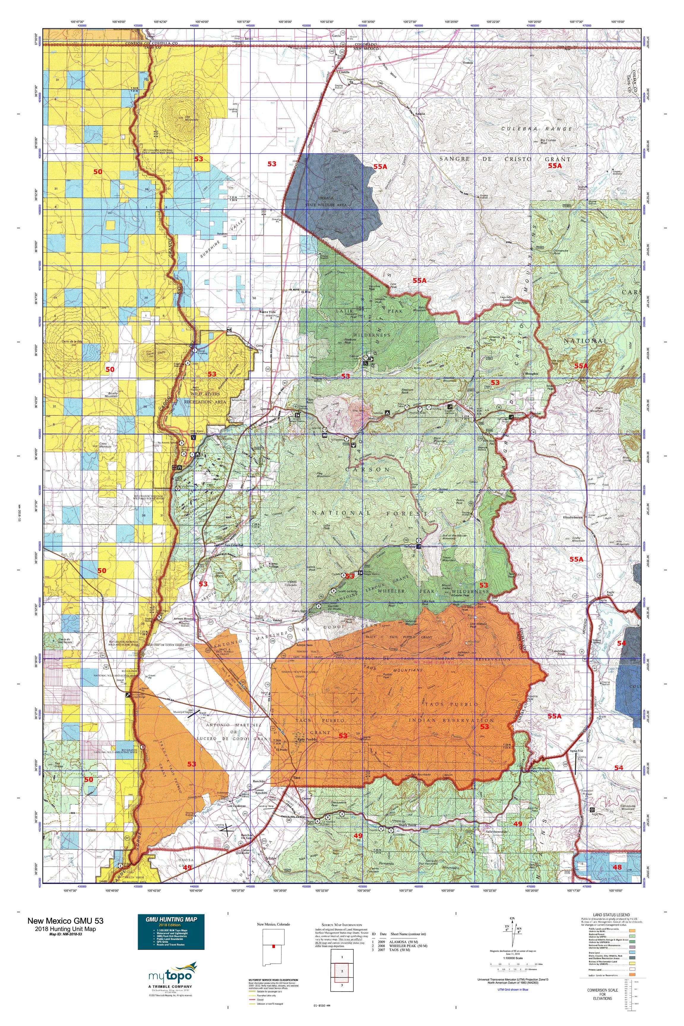 New Mexico GMU 53 Map | MyTopo