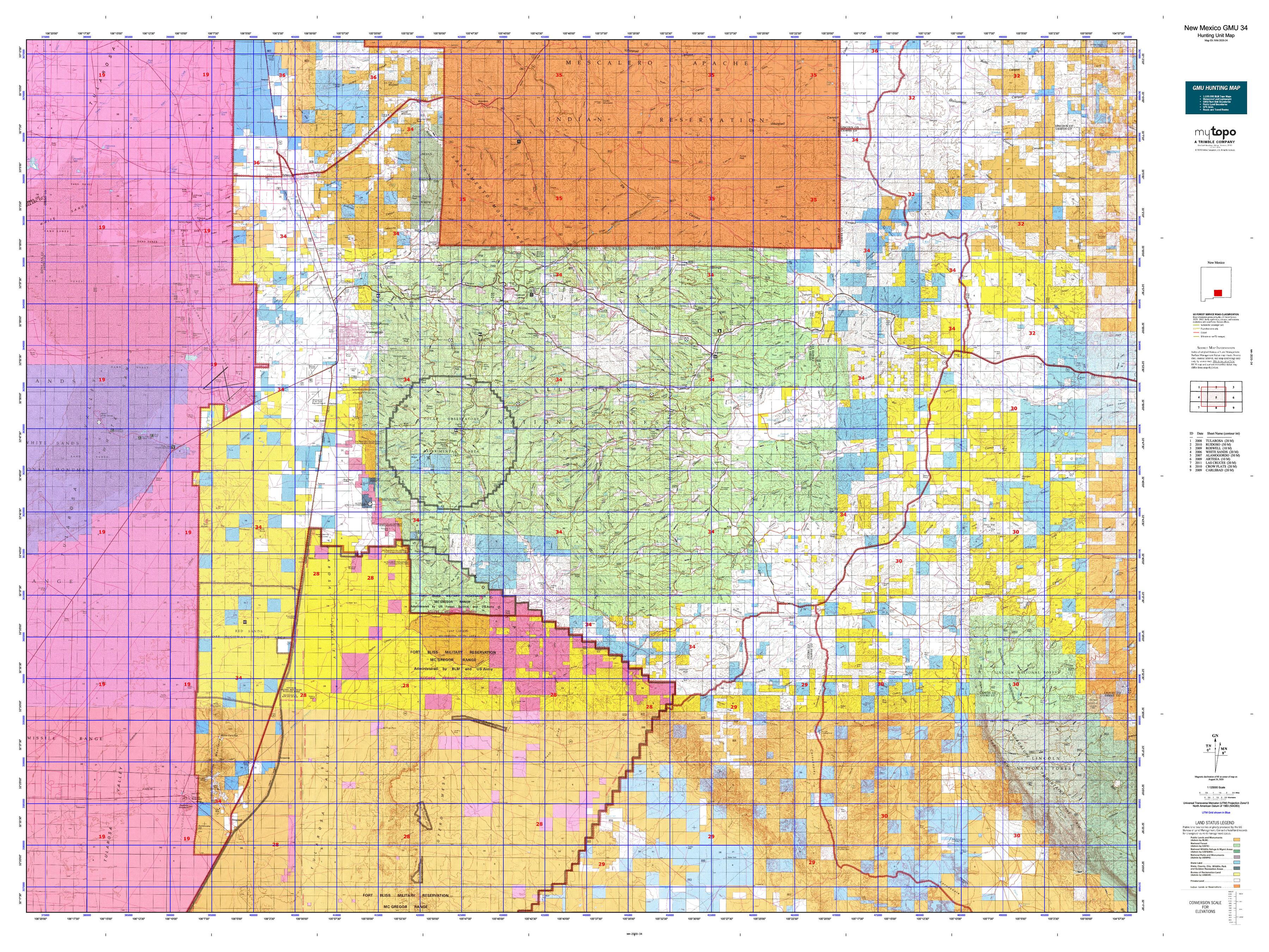 New Mexico GMU 34 Map | MyTopo
